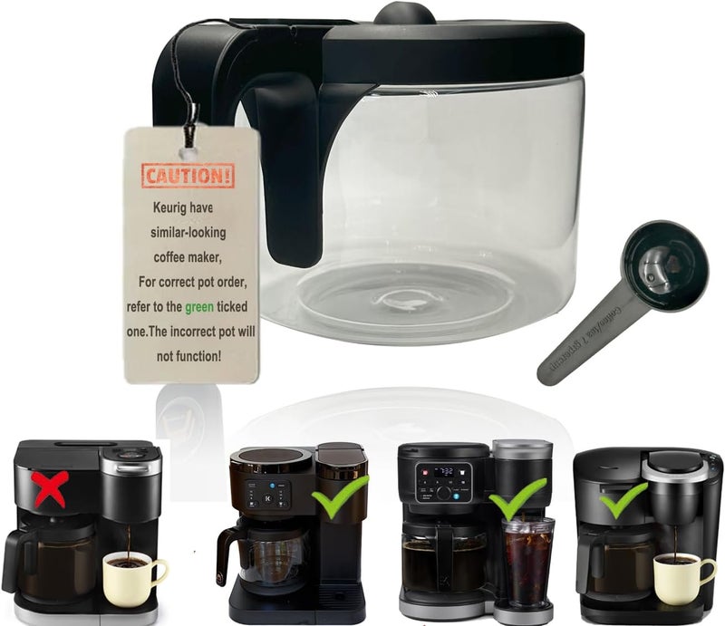 cupsync Replacement Glass Carafe Compatible with Keurig K-Duo Essentials 5000 & 5500 & K-DUO Generation2 5600- Coffee Pot Replacement, NOT Fit K-DUO 5100 - Image 1